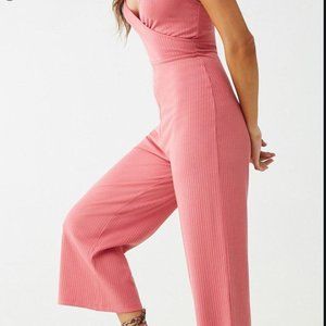Forever 21 Cami Surplice Ribbed Culotte Jumpsuit